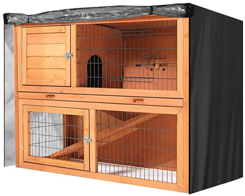 Abdeckung für Kaninchenkäfig, Abdeckung für Kaninchenkäfig, Oxford-Gewebe, doppelschichtig, faltbar, für Türkombination (schwarz)