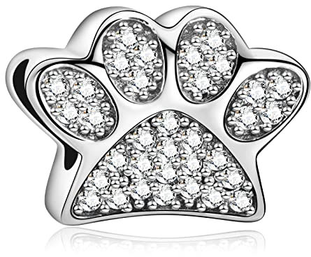 Annmors Donna Ciondolo Zampina scintillante Argento 925 Colgantes con Zirconia cubica per Charm Bracciale