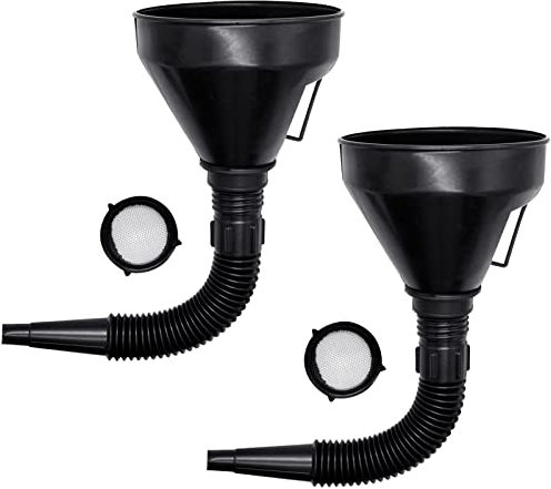 Large Car Funnel for Petrol, LONTOM 2pcs Flexible Plastic Fuel Funnels for Car, Multifunctional Oil Funnel Set with Filter and Wide Mouth for Motorcycle Car Oil Petrol Gasoline Household Uses