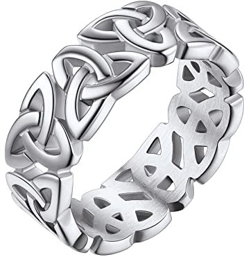 Bestyle Keltisch Trinität Knoten Ring Edelsthal Breiter Damenring zum Geburtstag Valentinstag Weihnachten Verlobungsring Antragsring Trauring Hochzeit Jahrestag Silber 57