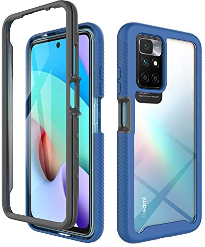 ESTH® Hülle für Xiaomi Redmi 10 2022 360 Grad Vollschutz Handyhülle Stoßfest Kratzfeste Staubdicht Klar Case Outdoor Panzerhülle mit Displayschutz und PC Bumper, Dunkelblau