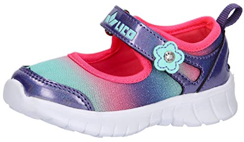 Lico Riccio V, Prima Scarpa da Passeggio, Rosa Viola Turchese, 27 EU