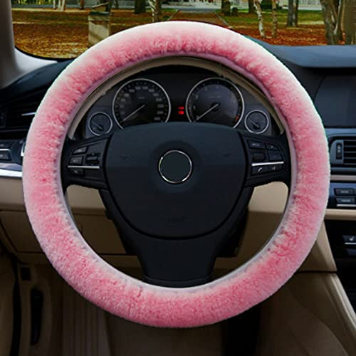 Baceyong Pink Flauschiger Lenkradbezug Handschuh Pinky Passt 37-39cm Durchmesser Winter warm, Pink Flauschiger Lenkradbezug Handschuh Pinky Passt 37-39cm Durchmesser Universal