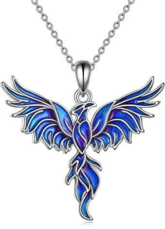 YAFEINI Blau Phoenix Kette Halskette 925 Sterling Silber Phoenix Anhänger Schmuck Geschenke für Damen Mädchen Mutter