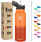 Han's Bottle Botella de agua deportiva – 24 onzas, tapa con pajita, a prueba de fugas, acero inoxidable aislado al vacío, doble pared, taza térmica, fuego