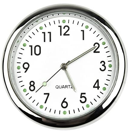 Leuchtende Uhr für das Armaturenbrett, zum Aufkleben, Quarzuhrwerk, analog, weiß, für Auto, Zuhause, Büro, Werkbank, Schließfach