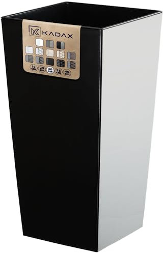 KADAX Elegante Vaso Alto per Piante da Interno ed Esterno Decorativo, Grande Fioriera in Plastica per Giardino e Balcone (Nero, Liscio, 57.5 cm)