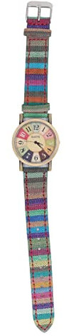 Alomejor Damenuhr Im Böhmischen Stil, Armbanduhr mit Mehrfarbigem Regenbogenmuster, Messing, PU-Leder, Als Geburtstagsgeschenk (Blau)