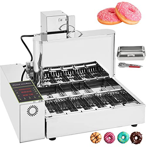 Donut Maker 1750pcs / h Machine de Fabrication de Beignets Automatique Commerciale à 4 rangées avec Panneau de Commande Intelligent 2000W Friteuse à Beignets à épaisseur réglable à retournement autom