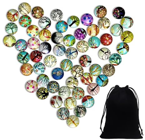 MAXQUU Lot de 60 pierres précieuses arbre de vie avec 1 sac en velours - Pierres moldues colorées - Décoration de bijoux - Accessoires