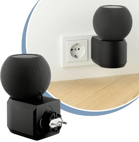 Cleverstation Halterung Steckdose - passend für Apple HomePod mini Lautsprecher Wandhalterung, Halterung Wand, Boxen Wandhalterung, Wandhalter Lautsprecher, Speaker Wall Mount (schwarz)
