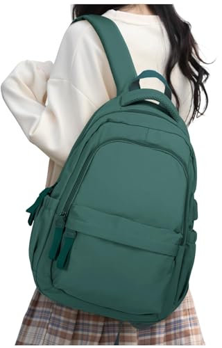 HYC00 Mochilas Escolares, Mochila Escolar Adolescente Universidad Mochila Ordenador Portatil 14 Pulgadas Mujer Ligera Mochilas Instituto Colegio Casual Backpack para Viaje Trabajo, Ejercito Verde
