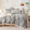 Sedefen Feuille de Lotus Housse de Couette 220x240cm + 2 taies d'oreiller 65x65cm Ado Fille Adulte Gris Blanc Volants Romantique Parure de Lit 2 Personnes Avez Fermeture Éclair