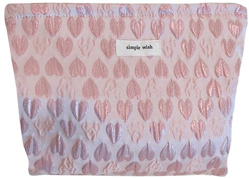 Torytoe Trousse de Toilette, Trousse de Toilette en Toile Make Up Trousse de Maquillage Coeur Travel Cosmetic Organizer Portable Trousse de Toilette Voyage Trousse de Toilette pour Femme, Coeur Rose