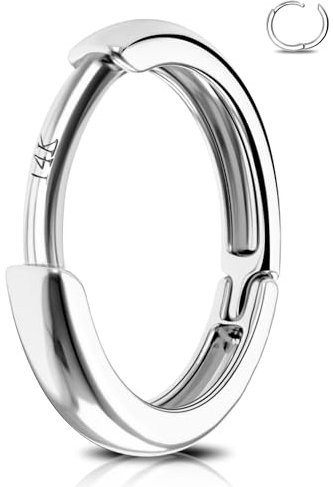 Jewseen Huggie Hoop Ohrringe 14K Weißgold Scharnier Clicker Segment Ring Nase Hoop Helix Daith Septum Ringe 6mm