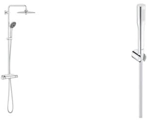 GROHE Vitalio Joy 260 - Duschsystem mit Thermostatbatterie & Vitalio Get - Handbrause (wassersparend, 1 Strahlart, mit Wandbrausehalter, Antikalk-System), chrom, 27459000