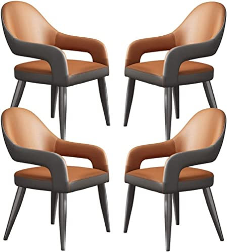 NONROTS Küchen-Ledersessel, 4er-Set, Küchen-Esszimmerstühle mit Eisenkunst-Metallstuhlbeinen für gewerbliche Restaurants zu Hause