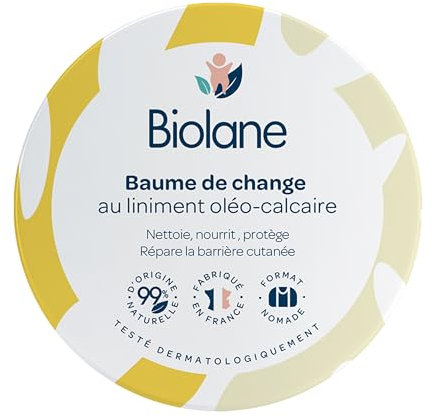 BIOLANE - Liniment Solide Bébé - Baume de Change - Nettoie, nourrit et protège - Peaux sensibles - 99% d'origines naturelle - Fabriqué en France