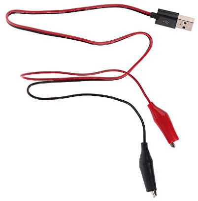 Test Clip Clamp to USB Male Connector Power Adapter Wire 55cm Cable and Black Wire Cord Line Banana Cable Connector Plug Screw Solder Speaker Bucket Adapter Socket Cord Pigtail