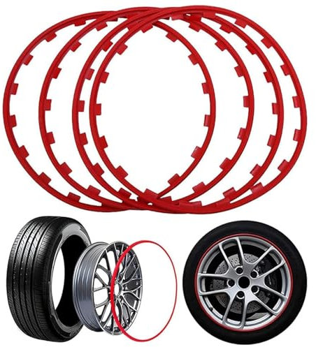 KEAAN 4 Stück Auto Rad schutzring für Mercedes Benz M-Class ML W166 W164 W163 SUV 1997-2015 Auto Felgenschutz Streifen Felgen Nabenschutz Dekorstreifen Reifendekoration,Red-16 inches