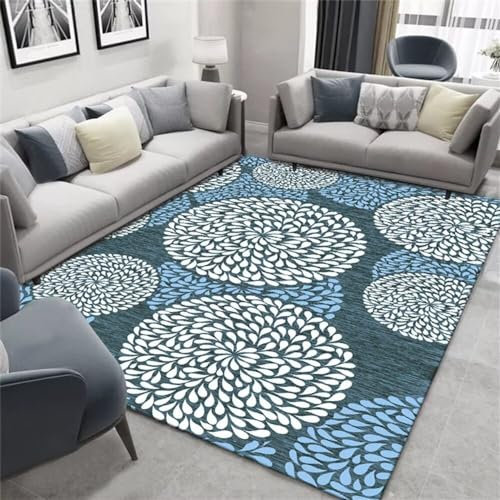 Teppich Schlafzimmer Zimmer deko Teenager Blaues rundes Blumenmuster Dekoration Wohnzimmer Teppich Rechteck kann angepasst Werden küche Dekoration 50X70CM