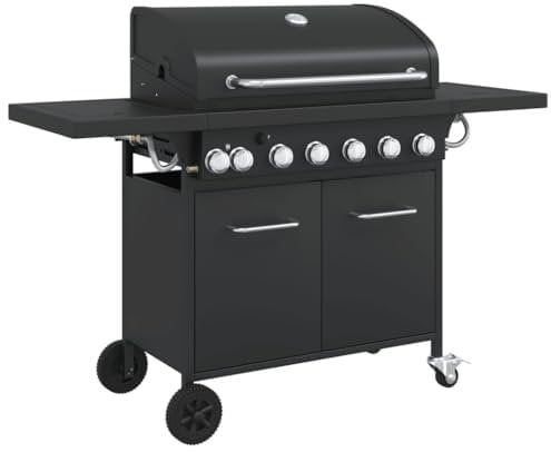 vidaXL Griglia Barbecue a Gas con 7 Bruciatori Nero in Acciaio