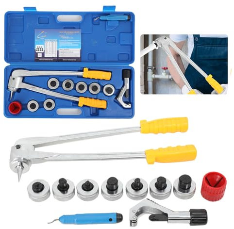 ECUTEE 10-28mm Rohraufweiter Satz Rohrspreizer Set Rohrexpander Rohrweiter Aufweitzange Rohraufweitung Werkzeug für Kupfer-, Messing- und Aluminiumrohre, Mit 10/12/16/19/22/25/28mm Expansionsköpfen