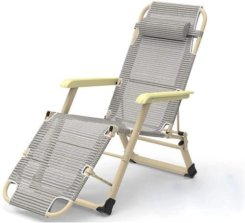 Chaise longue pliante d'extérieur en métal – Fauteuil de jardin inclinable avec repose-pieds, 3 positions, tissu respirant – 178 x 66 x 32 cm, poids maximum 150 kg