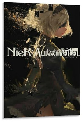KPOKAHT Nier Automata Poster mit Anime-Mädchen (2B) auf Leinwand, Wandkunst, Wohnzimmer, Poster, Gemälde, 30 x 45 cm