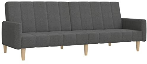 Willood Schlafsofa 2-Sitzer Mit Armlehnen Dunkelgrau Stoff Sofa mit Holzrahmen, Schlafcouch für Wohnzimmer Heimkino Büro, Couch Sofabett Tagesbett Gästebett,