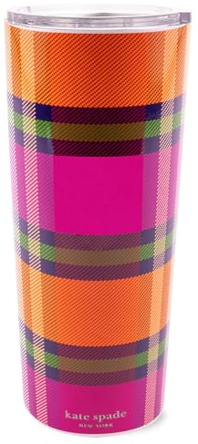 kate spade new york Niedlicher Edelstahlbecher, 680 ml, Reisebecher, doppelwandig, isolierter Becher mit Deckel, Grand Plaid Duo