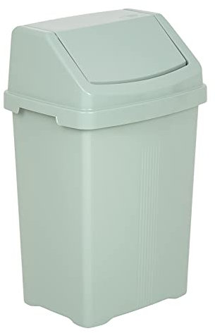 Mülleimer mit Schwingdeckel 8 Liter eckig Grün Schwingdeckeleimer Kunststoff Küche Büro Bad Putzeimer Kosmetikeimer Papierkorb Eimer Abfalleimer Abfallbehälter Mülltonne Müll Abfallsammler
