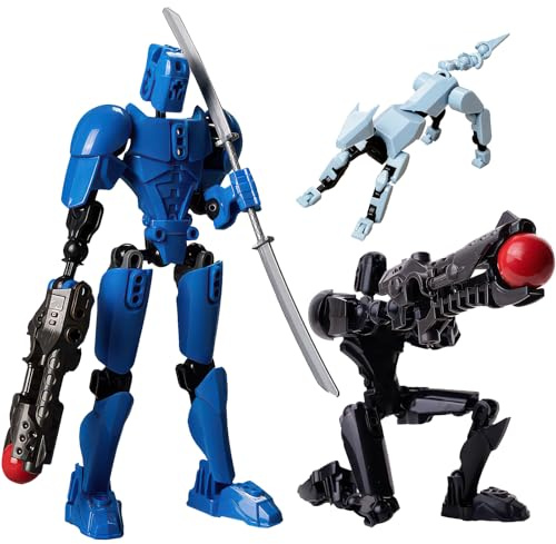 Ruilidesg (Assembly Completed 3D Printed Figure T13, Dummy 13 Action Figure, Titan 13 Robot 13 Action Figure Desktop Decorations for Game Lovers.(B-2Color and Dog)