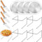 12 Pcs Pizza Pan Riser Stands Sets Includes 4 Metal Pizza Table Stands 4 Pizza Pan and 4 Wood Handle Pie Server, Pizza Rack Stand Pizza Tray for Pizza Dessert Cheese (Silver)