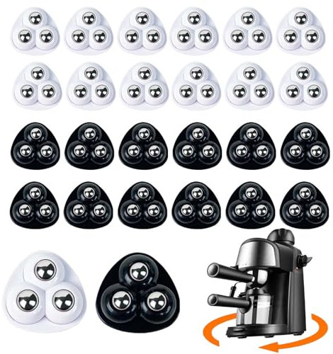 TREABEAR 16PCS Rollen für Möbel, 360 Grad Kugelrollen, Selbstklebende Mini-Kugelrollen, Selbstklebende Kugelrollen, Möbelroller mit 3 Stahlkugeln Anwendbar Auf Kaffeemaschine Mülleimer Küchengeräte