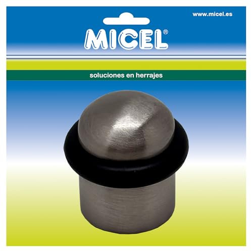MICEL - 91699 - Mushroom Floor Door Stop with Fixing Screw for Wall Protection, Satin Nickel Finish, 20 x 20 x 25 mm