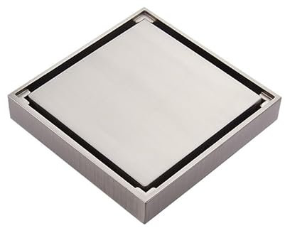 LSHIJI Bodenablauf 10 * 10cm Bodenabläufe Edelstahl Quadrat Dusche Bodenabläufe Fliesen Einsatz Abflusskanal Bad Küche Abfall Gitter Bodenablauf Dusche(Chrome)