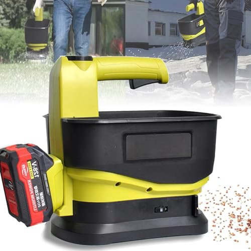 Akku-Saatgutstreuer, 5,5-L-Rasensaatstreuer + 2 X 4,0 Ah Akkubetrieb, Variable Durchflussmenge + Einstellbare Streubreite, FüR Saatgut, Futter Und DüNger