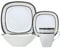 Reldor 16-Piece Square Porcelain Dinner Set for 4– 4 Dinner Plates and Bowls Set with 4 Side Plates & Mugs, Dishwasher Safe, Highly Resistant Dinnerware, Kitchen & Dining - Aztec Design