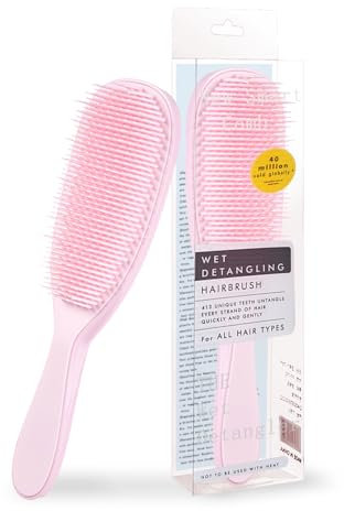Kzouenzu Wet Detangler Haarbürste Für Feines Und Brüchiges Haar, Für Nasses Und Trockenes Haar, Entwirrt Alle Haartypen, Eliminates Knots & Reduces Breakage [Rosa]