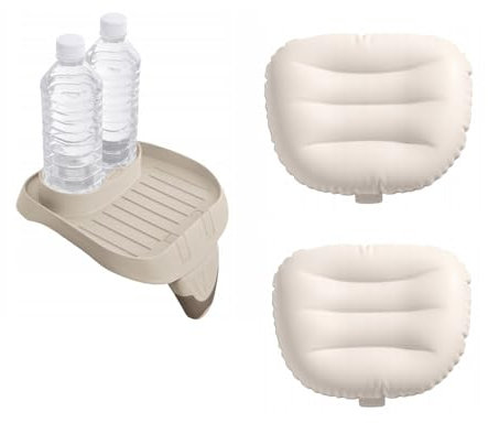 Sheepmania INTEX Set 3-teilig für alle Intex PureSpa Whirlpools Aufblasbare Kopfstütze +Getränketablett für PureSpa Hydromassage