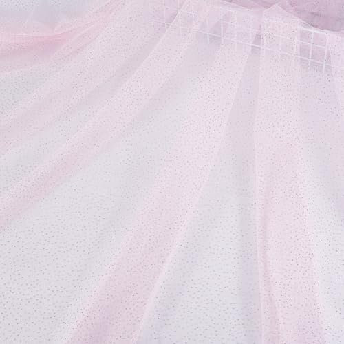 HOBBIESAY Tissu en Tulle Rose Pailleté de 1.92 m/2 mètres avec Paillettes Argentées Brillantes Tissu Doux et Brillant Filet en Tulle Transparent pour Décoration de Costumes Artisanaux DIY