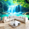 Grün Fototapete Naturwasserfallbäumerocks 200 x 140 cm, Vlies Fototapete Wandtapete Bildtapete Wand Dekoration Moderne Wandtapete Wohnzimmer Schlafzimmer
