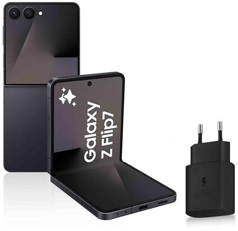 Samsung Galaxy Z Flip7, Smartphone Android 5G avec Galaxy AI, 512 Go, Chargeur Secteur Rapide 25W Inclus, Smartphone déverrouillé, Noir Absolu, Version FR