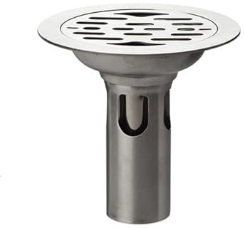 HYFEUOKF EntwäSserungsrinnen Edelstahl-Bodenablauf, rund, for Badezimmer, Dusche, Abfallablauf, 11,1 cm, for Küche, doppelte, geruchshemmende Bodenablauf-Gitterabdeckung FüR EntwäSserung(A)