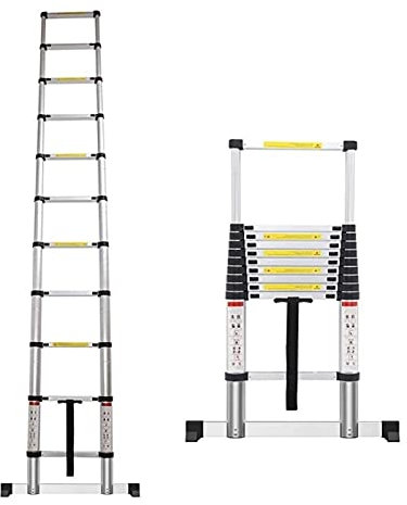 Escalera telescópica de 20 pies – Escalera de extensión de aluminio para uso en interiores y exteriores, capacidad de carga de 150 kg, perfecta para techo, casa rodante, ático y proyectos domésticos
