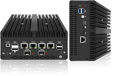 CYMINILMDPC 12th Gen Pentium Gold 8505(6C/6T) Firewall Mini PC,4x2.5G LAN,No SFP,Dual DDR5 Max 64GB, 2X NVMe/SATA, VPN Router,Support pfSense,OPNsense,Industrial Fanless Design,No Ram No Storage
