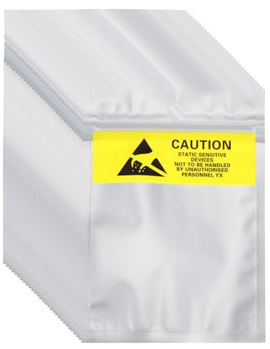 sourcing map 100 Pcs Anti Static Bags 3.5 x 5.3 Resealable ESD Shielding Bag with Labels for Hard Drive HDD SSD Electronic Device Motherboards, Silver