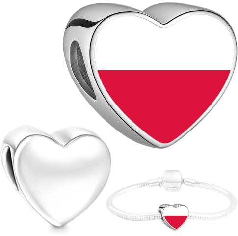 Flagge Herz Charm Anhänger Deutschland, Österreich, Polen, Türkei, Italien, Rumänien, Tschechien, Slowakei eigene Flagge Edelstahl kompatibel mit Pandora Armband Schmuck