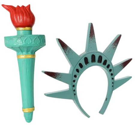 ABOOFAN Freiheitsstatue Kostüm Krone und Fackel Halloween Stirnband Verstellbar Statue Kopfschmuck für Damen und Party Zubehör